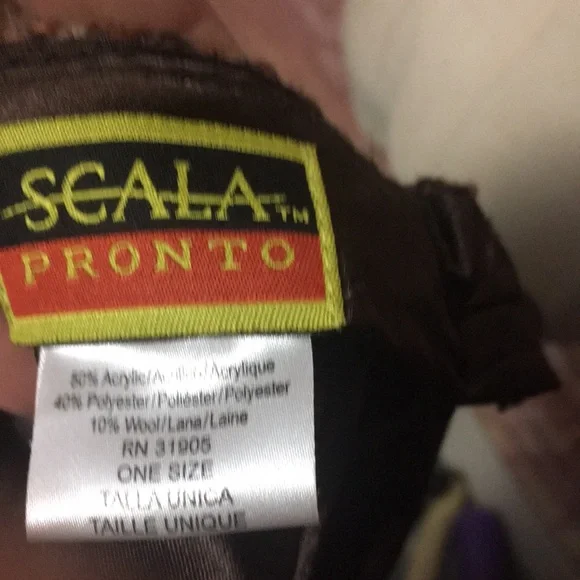 Vintage Scala Brushed Tweed Brown Tone Wool Blend Winter Newsboy Cabbie Hat - Picture 11 of 11